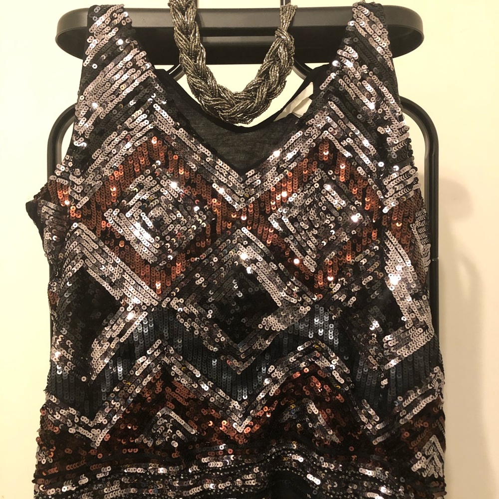 Sequined Tank Dress Top
